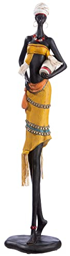 GILDE große Moderne Dekofigur Skulptur Afrikanerin XXL - afrikanische Deko aus Kunstharz - Afrika Style - Höhe 61 cm