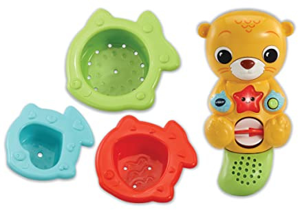 VTech Splashing Fun Otter, Bath Toy for 1 Year Olds + Sensory Bathtub Toy with Lights, Music & 3 Pouring Accessories, Bath Time Gift for Babies & Infants 1, 2, 3 years +, English version