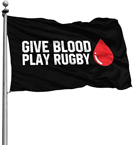 90X150cm Indoor Flagge Blut Spenden, Rugby Spielen Dekorative Fahnen With Metal Grommets Outdoor Flagge Doppelseitige Hofflagge Décor Für Veranda Bauernhof Lawn