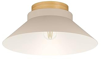 EGLO Deckenlampe Moharras, Deckenleuchte im Skandi und Boho Design, FSC100HB, Wohnzimmerlampe aus Holz in Natur und Metall in Sandfarben, Lampe Decke, Flurlampe mit E27 Fassung