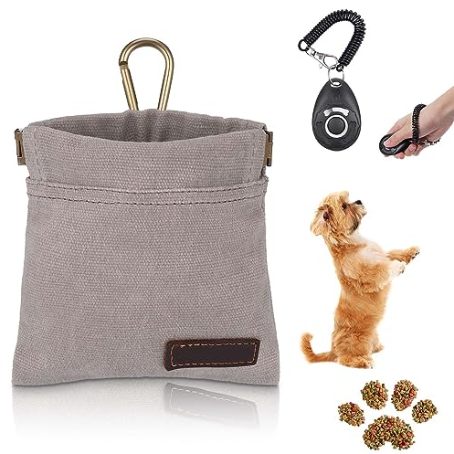 Zocipro Porta Premietti per Cani, Portatile Borsa Addestramento Cani con Moschettone, Porta Snack Cane Chiusura Automatica con Clicker per Cani, per Addestramento di Animali Domestici