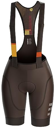 INBIKE Fahrrad Trägerhose Damen Kurz Gepolstert Sommer Fahrradhose Bib Shorts Rennrad Atmungsaktiv Schnelltrocknend Radlerhose mit Sitzpolster für Radsport Braun M