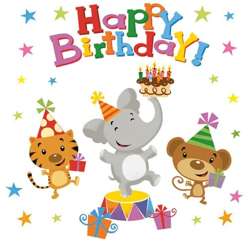 20 Servietten Kinder Tiere feiern Geburtstag als Tischdeko. Papierservietten mit Motiv. Auch für Decoupage und Serviettentechnik 33x33cm