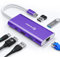 USB C Hub, UtechSmart 6 in 1 USB C zu HDMI Adapter mit 1000M Ethernet, PD 100W Ladeanschluss, 3 USB 3.0 Ports Multiport Adapter Kompatibel für MacBook Pro, Chromebook USB C Geräte (Tiefes Lila)
