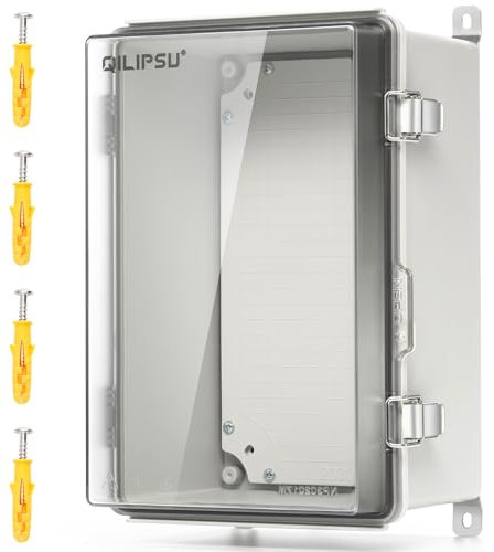 QILIPSU UL94-V0 Outdoor Electrical Box 11.8x7.9x6.7 Waterproof Junction Box Weatherproof PC/ABS Alloy Plastic IP66 Project Electric Enclosure Clear Hinged Door
