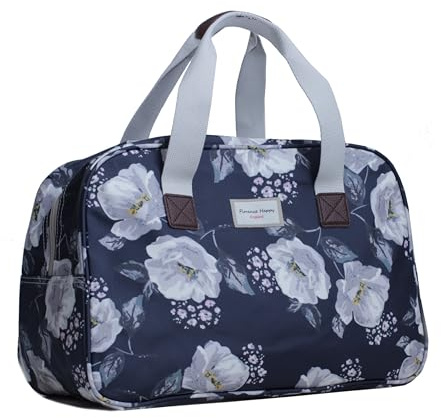 Florence Happy @ England Waterproof Matte Oilcloth Tote Bag, for Beach, Travel, Gym, Shopping, Hospital Stays, Weekend Getaways & Picnics,Durable PVC Coated Canvas, Zip Closure
