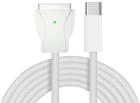 AICARGER Cable de carga USB C tipo C a magnético para tres generaciones de MacBook Air Pro (2021-2023), 2 m (blanco)
