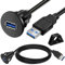 Xiatiaosann Piccolo cavo USB 3.0 per montaggio a incasso AUX per auto, cavo di prolunga USB 3.0 maschio-femmina per montaggio a pannello per auto, barca o moto (3FT/1m)