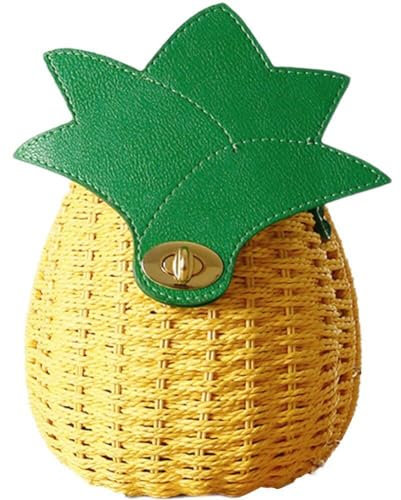 Tsffae Ananas-rattan-handtasche, Ananas-gewebte Umhängetasche, Stroh-strandtasche, Handgefertigte Rattan-strand-umhängetaschen