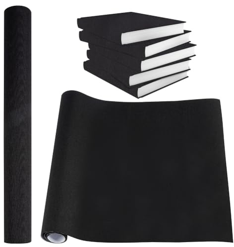 BENECREAT 120x40cm Buchbindetuch, Leinen Bucheinband Stoff Oberfläche Buchtuch Zum Buchbinden Schwarz Buchstoff Zum Buchschutz DIY Basteln Scrapbooking