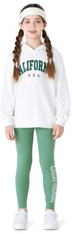 PATPAT Jogginganzug Mädchen Activewear Sets für Mädchen | Trainingsanzug Kinder, Kapuzenpullover + Hosen Mädchen | Sportkleidung Kinder Bekleidungssets Mädchen, Leggings Mädchen 8-9 Jahre 128-134cm