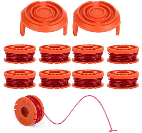 Rasentrimmer Spule Für Rasentrimmer,8 Ersatzspulen 2 Kappe,Spule Funktioniert Mit Worx rasentrimmer, rasentrimmer Faden Mit 1.65mm,3.05m LäNge Fadenspule