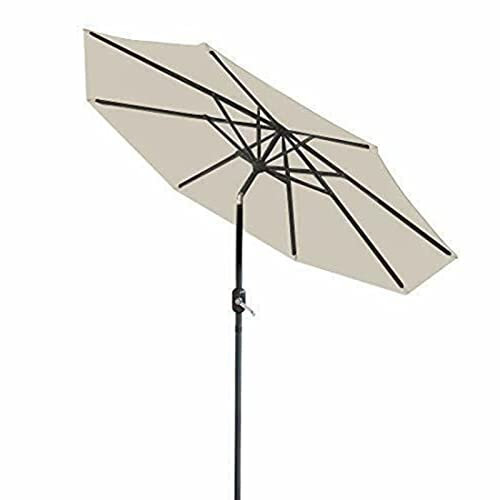 TEmkin Sonnenschirm für Garten und Terrasse, rund, mit Kurbel, 3 m, cremefarben, Terrassenschirm