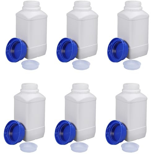 Lxoraziy 6 Stücke 250 ml Weithals-Flasche, HDPE Plastikflaschen mit Schraubverschlüssen, Leere Chemiekalienflaschen, Laborflasche für Labor, Küche oder Hobby