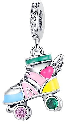 Lkwidi Donna Ciondolo-Pattini a rotelle penzolano Argento 925 Colgantes con Zirconia cubica per Charm Bracciale