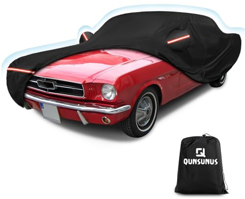 QUNSUNUS 6-lagige Autoabdeckung für Ford Mustang 1964-1968 Wasserdicht Allwetter 210D Winddicht für Ford Mustang Autoabdeckung Hagelschutz mit Reißverschluss