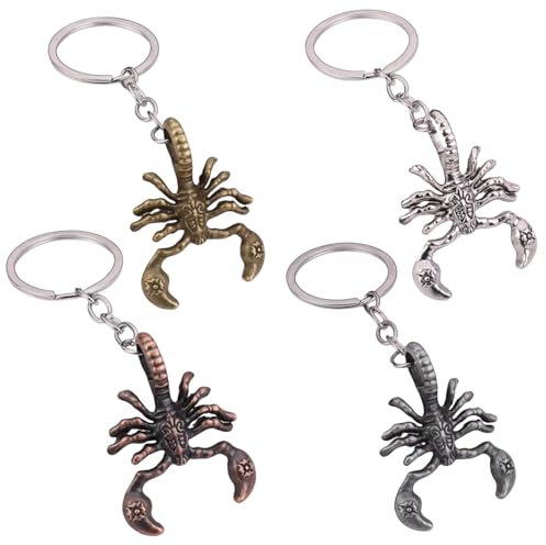 Porte-clés en alliage de scorpion,4 pièces Porte-clés de Scorpion en Métal,Porte-Clés Keyring Voiture Porte-clés signes du zodiaque porte-clés cadeau