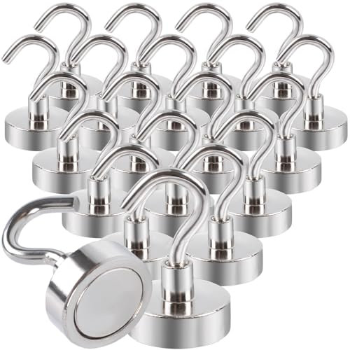 Aenienoe 20Pezzi Ganci Magnetici Extra Forti Neodimio Calamita con Gancio Potente Piccole 20mm non c'è bisogno di Fare Buchi Magneti Frigotelaioin Ferro,Soffitto,Cucina,Pesante Magnete Ganci