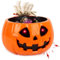 KIUGOP Halloween Süßigkeiten Schale,Halloween Schüssel Animiert mit Skeletthand, Licht Red Eye und Sound, Bewegungsmelder Halloween, Kürbis Dekorative Schale,Orange