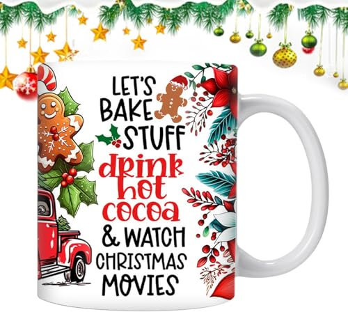 Générique Weihnachtsbecher, Keramik-Kaffeetasse, Feiertagsdekor, Kaffeebecher, 350 ml, lustiger Trinkbecher, Festliche Tischdekoration, Weihnachtsbecher, vielseitig verwendbar