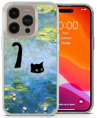 AIGAT Van Gogh Funny Cat Parody Meme TPU Acrylic Silicon Case Cover for iPhone 16 15 14 13 12 11 Series Models - Clear Transparent Bumper Case - Design 3