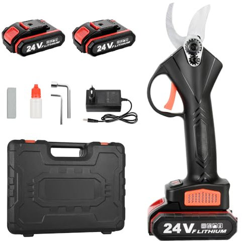 Secateur Electrique Sans Fil: Sécateur Électrique avec 2 x 2000mAh Batterie - 24V Secateur Electrique avec SK5 Lame Sécateur de Jardin pour Hedge, Arbre, Fruits,Rosier,Passionnés de jardinage
