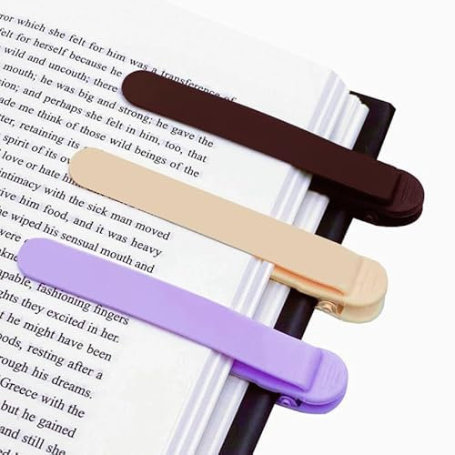 3PCS Automatisches Lesezeichen aus Silikon, Buchmarkierungen zum Lesen, niedliche, einzigartige Buchmarker, intelligente Lesezeichen (1 Violett+1 Beige+1 Braun)