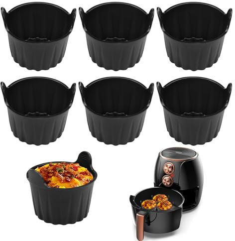 6 Pezzi Pirottini per Friggitrice Ad Aria, Muffin Friggitrice Ad Aria, Stampo per Uova per Friggitrice Ad Ari, Pirottini Friggitrice Ad Aria per Panini per Uova da Colazione, Budini, Focaccine, Gelati