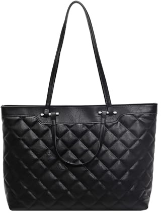JABALUX Gesteppte Damen Tote Bag Handtasche, Kunstleder Umhängetasche Groß Shopper Aesthetic Stepptasche Tasche Schultertaschen für Arbeit Büro Reisen Einkaufen Schule