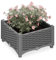 Relaxdays Pflanzkübel, Rattan-Optik, HBT: 23x40x40 cm, Garten, Balkon & Terrasse, Blumenkübel mit Wasserspeicher, grau