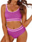 AI'MAGE Costumi da Bagno Donna Bikini Mare Due Pezzi Costume Mare Curvy Vita Alta Regolabile Sportivo, Rosa Shocking L