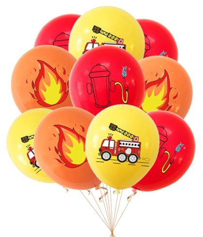 24 Stück 12 Zoll Brandbekämpfung Ballons Feuerwehrmann Latex Ballons für Geburtstag Feuer Thema Party Dekorationen (firetruck)