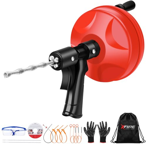 25 FT Plus Double Mode Drain Snake Tools, 13-in-1 Drain Auger for Sink and Drain Unblocking, Plumbing Snake for Kitchen, Bathrom and Shower Sink, Snake for Real DYIs[Upgraded 4.0]