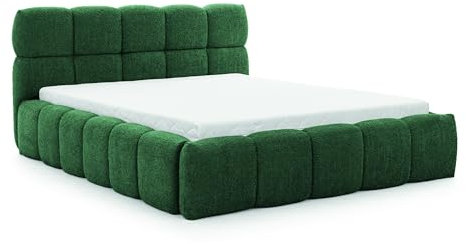 FURNISTAR Polsterbett Sofia 140x200 mit Bettkasten, Doppelbett mit Stauraum und Lattenrost, Boxspringbett-Optik, ohne Matratze, Bett - Flaschengrün