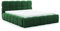 FURNISTAR Polsterbett Sofia 140x200 mit Bettkasten, Doppelbett mit Stauraum und Lattenrost, Boxspringbett-Optik, ohne Matratze, Bett - Flaschengrün