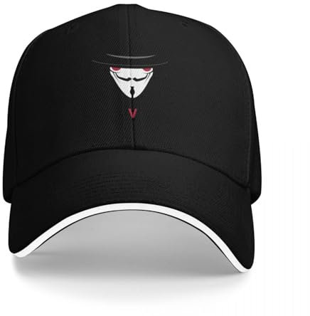 AAENNAUK V für Vendetta Baseballkappe Sonnenkappen Snap Back Hut Strandausflug Männer Frauen Angelgeschenk Lassen Sie Ihr Gesicht klein Aussehen