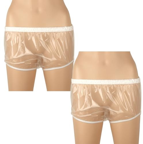 Windeln für Erwachsene, wasserdicht, Inkontinenz-Unterhose, Windelüberzug für Erwachsene, Kunststoffhose, auslaufsicher, waschbar, zusätzlicher Schutz für Windeln und Slips (transparent, 2er-Pack