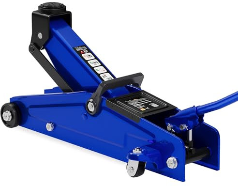 Walter Stahl 3T Hydraulischer Wagenheber Flache Hubhöhe 135-400mm, Profi Rangierwagenheber hydraulischer Autos Heber mit Gummiauflage, 360° Rollen für Extra Stabil