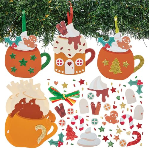 Baker Ross FN626 Christmas Spice Latte Mix & Match Decoration Kits – Pack of 8, Christmas Craft Sets for Kids to Create Seasonal Decorations