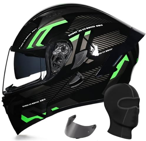 SYEBVTQ Motorrad Klapphelm ECE Zertifiziert Motorradhelm für Herren Damen Integralhelm Motorrad Helm mit Doppelvisier Sonnenblende Sturzhelm für Modular Helm Scooter Roller Moped Helm