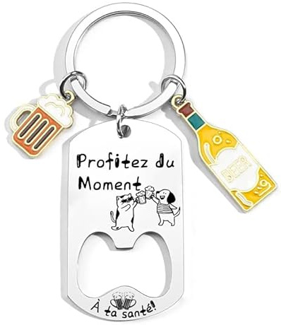 Lumengqi Porte clef avec Gravure, Acier Inoxydable Porte clef, Ouvre Bouteille, Cadeau Personnalisé Ami Frere Papa Tonton Parrain,Cadeau pour Bière Boîtes Cuisine Bar