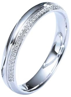 Tolldek Eheringe 950 Platinum, Weiß 0.06ct Labor Erstellt Diamant Klassiker Partnerringe Rundschliff, PT950 Antragsring Echtgold Schmuck, Gr.54 (17.2)