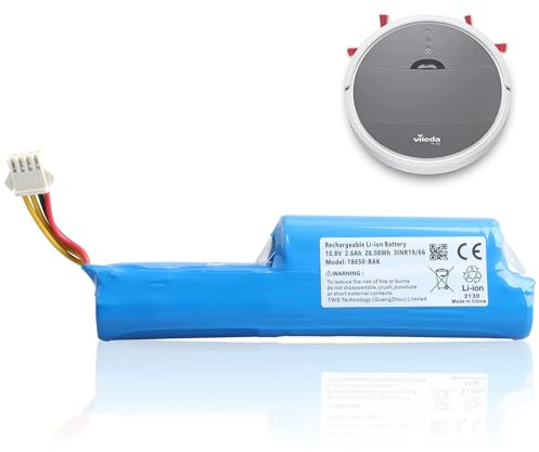 2600mAh Li-Ion Akku Kompatibel mit Vileda VR 102, VR One, VR 201 PetPro, VR 303, Ersetzt 0769-03, 18650-AA, 10,8V 28,08Wh