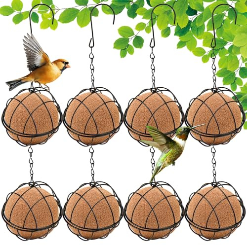 8 Stück Meißenknödelhalter Vogelfutterstation,Hängender Kugelhalter für Vogelfutter aus Metall mit S-Haken,Durchmesser 7.5cmGeeignet für Gärten, Balkone, Wildvögel, Spatzen, Rotkehlchen usw
