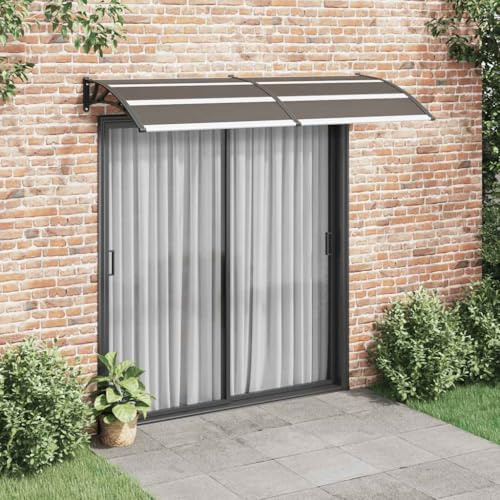 Mokuyary Auvent de Porte Noir 240x100 cm PC, Auvent Marquise de Porte, Toit Abri Protection Pluie pour d'entrée Maison Fenêtre Vitrine