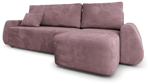 Masseno Ecksofa GALVIS M mit Schlaffunktion L-Form, Modern Sofa mit Bettkasten, Wohnzimmersofa, Couch, Soffa, Bettsofa, Couchgarnitur - Lila, Monolith 62