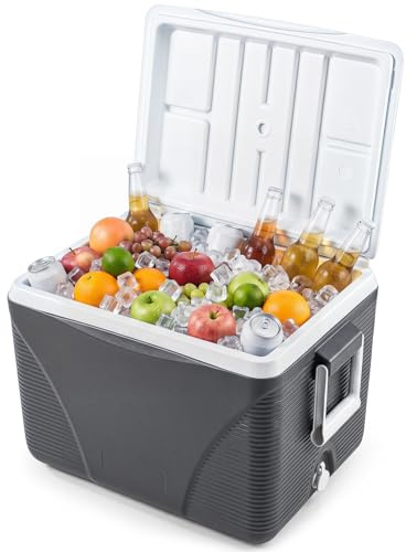 COSTWAY Frigo Portatile 41 L, Frigorifero Termico con Manici, Coperchio e Portabicchieri, Ghiacciaia Impermeabile per Cibi e Bevande, Raffreddamento e Riscaldamento per Campeggio, Picnic e Viaggio