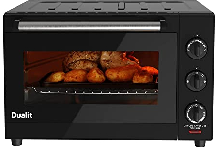 Dualit Electric Mini Oven - Large 22L Capacity - Double Glazed Window - Defrost, Grill, Roast & Bake Functions - 1600W - Easy Clean, Non-Stick Interior