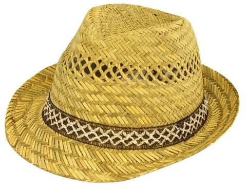 Top Brand Men's Straw Trilby Hat with a Patterned Band. (58cm)