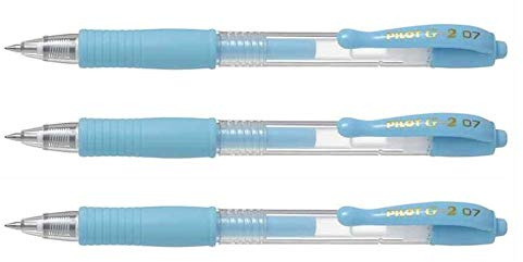 Pilot G2 07 Rollerball Gel Pens, 0.7mm Tip, Pastel Blue Ink, Set of 3 | Gel Ink